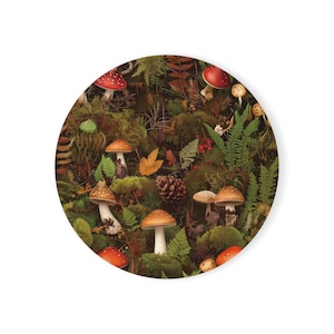 Woodland Mushroom Cork Coaster Set, Nature Lover Gift, Eco-Friendly Home Decor, Rustic Kitchen Accessory, Mushroom Art Drink Mat