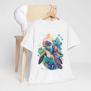 Ocean-Inspired Unisex Heavy Cotton Tee, Sea Turtle T-Shirt, Nature Lover Gift, Beachwear, Eco-Friendly Apparel, Summer Style