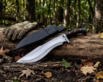Cuchillo Kukri Bowie forjado a mano, hoja de supervivencia de acero para muelles de 18", machete de bushcraft de alta resistencia, cuchillo de caza táctico, hojas de punta personalizadas