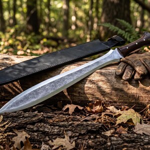 Hand Forged 27" Celtic Leaf Replica 5160 Steel Etched Metalwork , Artisan Flower Pattern Collectible ,Rosewood Handle, Cosplay Swords