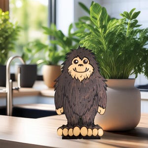 Bigfoot Office Organizer – Handmade Laser-Cut Sasquatch for Calendar, Notes, Mail, or A Fun Desk Buddy