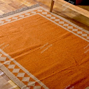 5x7ft Handmade Wool Jute Kilim Rug, Handwoven Wool Jute Rug, Kilim Jute Rug, Flatweave Rug, Bohemian Rug, Indian Dhurrie Rug multicolour rug