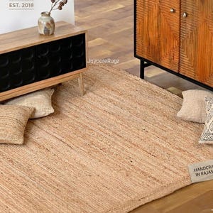 Jute vloerkleed - handgemaakt boho-vloerkleed voor natuurlijk interieur, aangepast formaat