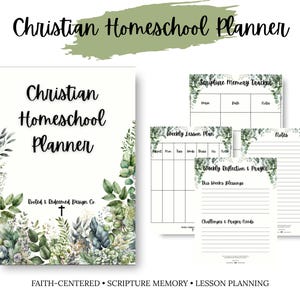 Faith-Based Homeschool Planner | Printable Weekly Lesson Plan + Routine + Scripture Memory | Christian Mom Organization PDF