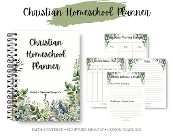 Faith-Based Homeschool Planner | Printable Weekly Lesson Plan + Routine + Scripture Memory | Christian Mom Organization PDF