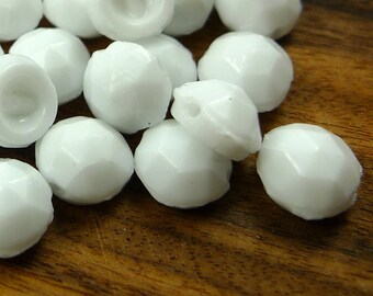 Nailhead glass beads RARE faceted white opaque 80pcs