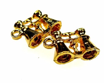 Brass charms binoculars gold tone metal 5pcs