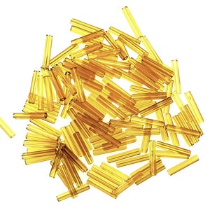 Light topaz long glass tube beads smooth