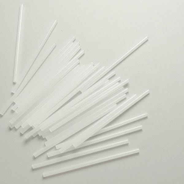 Extra long 60mm opal white glass bugle beads