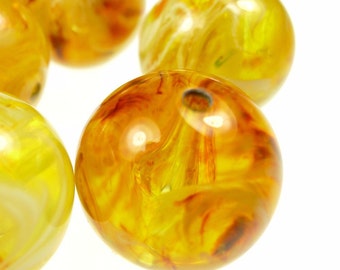 Beads, plastic amber colored round 10pcs