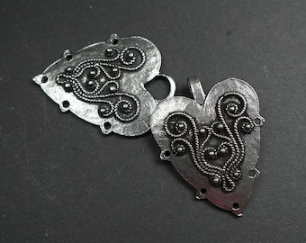 Hook and loop pewter clasp Berit norwegian traditional folk clasp