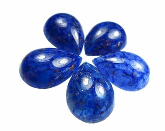 Glass cabochons sapphire blue and glitter pear drop