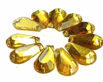 20 drops yellow glass sew ons