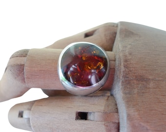 Sterling silver amber ring