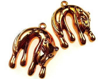 Cheetah copper tone metallised charms 5pcs