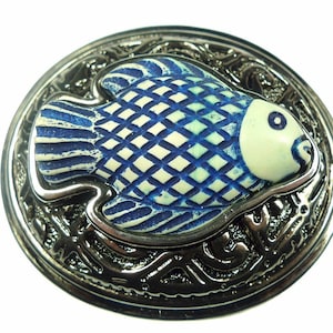 Belt buckles, vintage blue fish