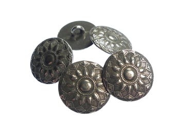 Pewter metal button, traditional motive from Norway SUNFLOWER