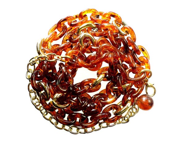 Plastic link chain, faux tortoise shell oval links