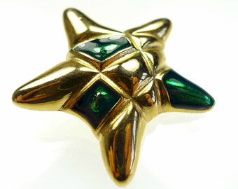 Enamel button, star shape 1pc