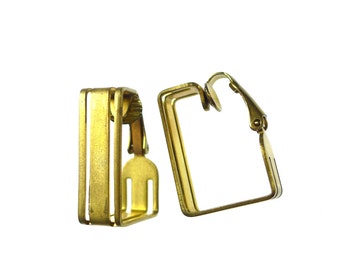 Clip on earrings, raw brass big squares