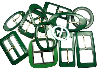 Vintage belt buckles green mix