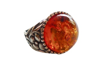Sterling silver amber ring