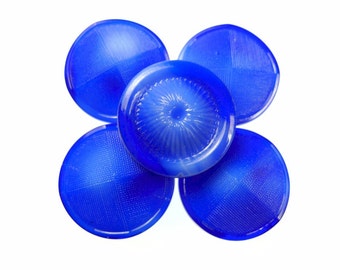 Glass cabochons blue round 5pcs