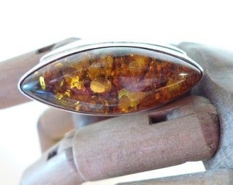 Sterling silver amber ring