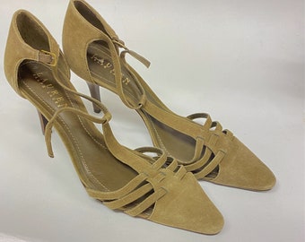 vintage 80s sleek Ralph Lauren women's sandals in brown suede
