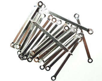 Metal bar connectors with loops silver tone 100pcs