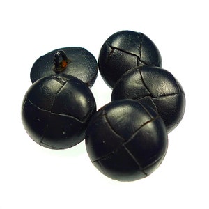 Vintage leather buttons, blue grey handmade