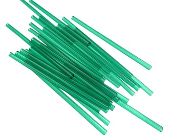 Extra long 60mm teal smooth glass bugle beads