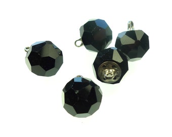 Black old jet ball buttons