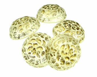 Buttons, white and gold plastic 10pcs