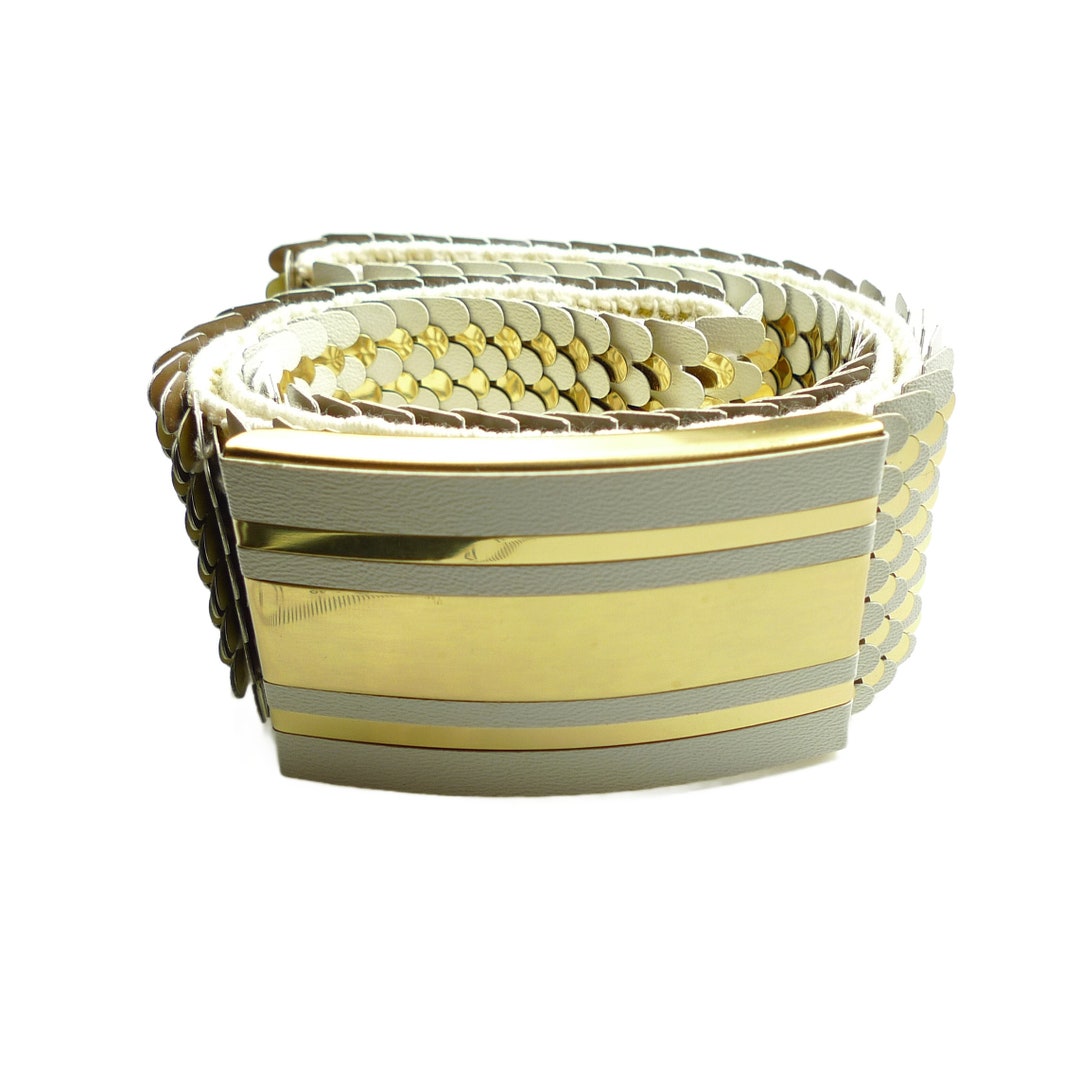70's Silver Elastic Fish Scale Belt