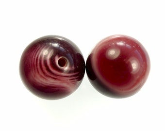 Perles, GROSSES en plastique rouge prune 5pcs