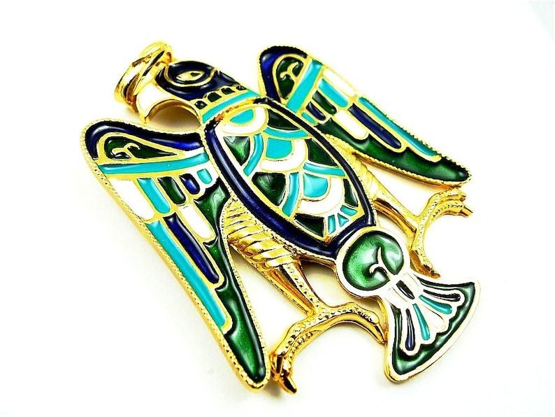 Eagle pendant enameled egyptian revival image 1