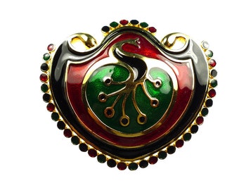 Enamel peacock pendant