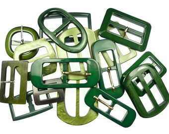 Vintage belt buckles green mix