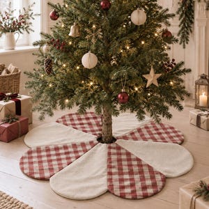 Molde para saia de árvore de Natal, saia de árvore reversível com borda ondulada em PDF, decoração natalina de 101 cm (40 polegadas), costura natalina fácil.