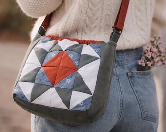 Drawstring Crossbody Bag Sewing Pattern PDF, Makeup Pouch Pattern, Beginner Bag Tutorial, Adjustable Strap