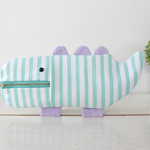 Étui à crayons en crocodile, manuel numérique PDF, cadeau bricolage pour enfants, instructions de couture, retour à l'école, porte-monnaie, petite trousse de maquillage, pochette à fouillis