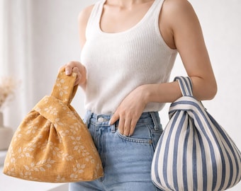 Japanese Knot Bag Pattern Bundle | 2 Styles + 2 Sizes | Easy Sewing PDF | Beginner Friendly | Round Base + Boxed Corners