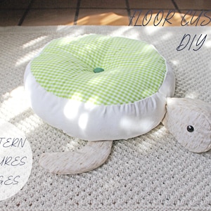 Turttle floor cushion for kids,PDF Sewing directions.DIY toddler gift,floor pillow,child room decor,nautical nursery, stuffed tatami plushie