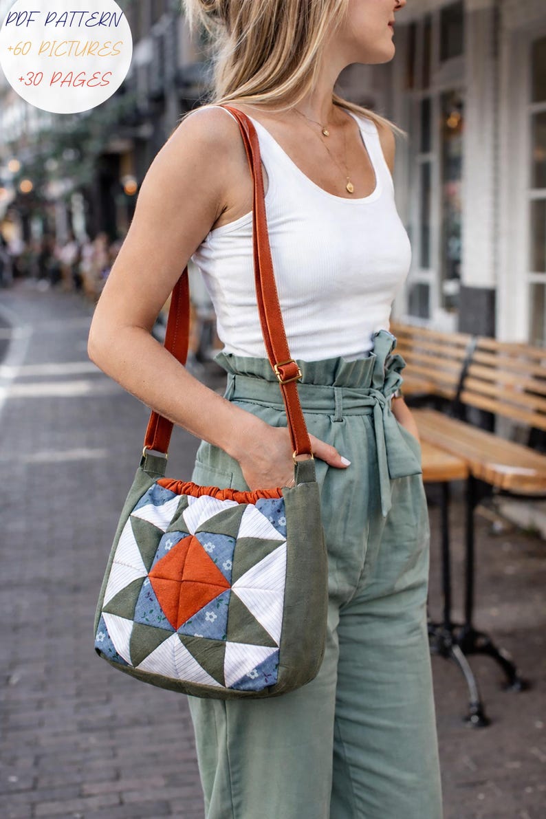 Handmade Patchwork Star Bag Pattern PDF | Quilted Drawstring Bag ...
