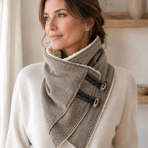 Naaipatroon voor een col met sluiting (PDF), damesnekwarmer, unisex wintersjaal, patroon voor beginners, 9 maten (3 jaar t/m volwassenen XL)