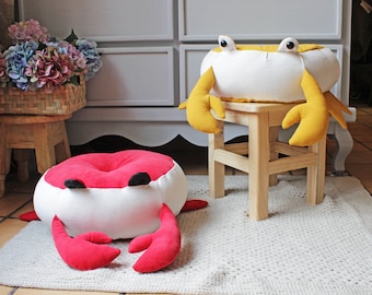 Crab floor cushion for kids,PDF Sewing directions.DIY toddler gift,pillow,child room decor,nautical nursery,stuffed tatami plush,cat dog bed