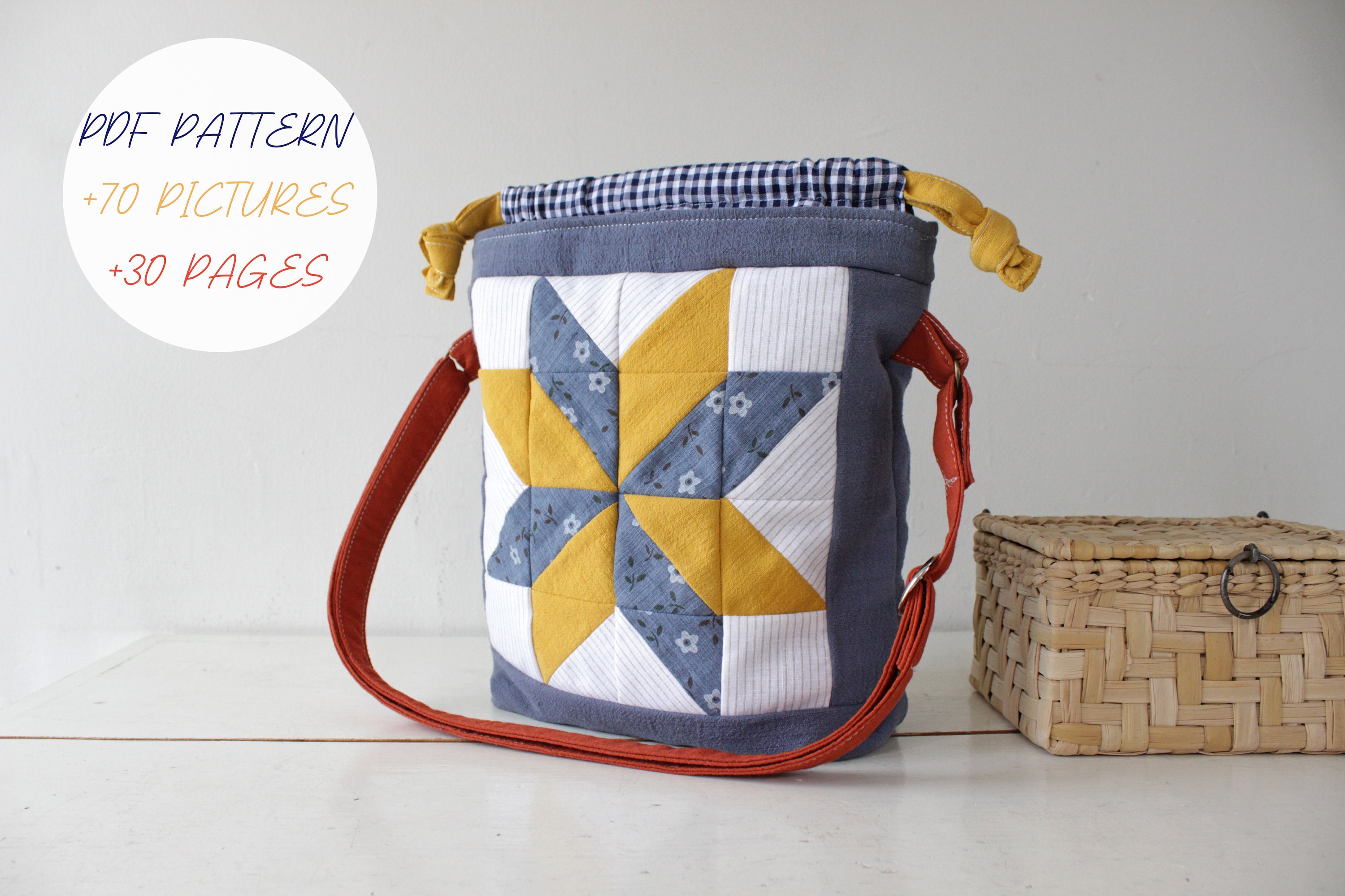 Patchwork Drawstring Bag, PDF Digital Manual, Sewing Directions, DIY ...