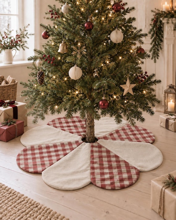 Christmas Tree Skirt Sewing Pattern, Reversible Scalloped Tree Skirt PDF, 40 Inch Holiday Decor, Easy Christmas Sewing