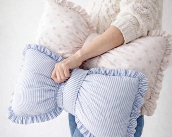 Patrón de costura para cojín con lazo / Tutorial para cojín con volantes (Descarga en PDF)